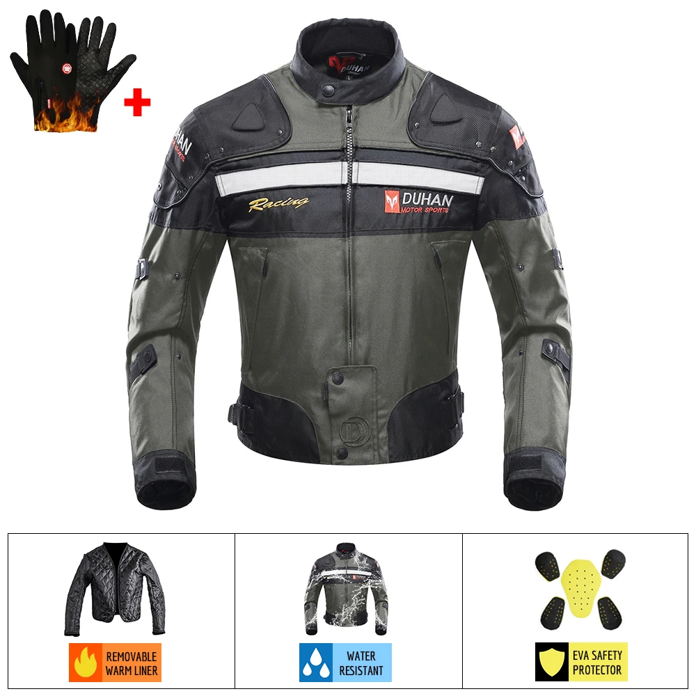 020 Gray Jacket DUHAN мотоциклетная куртка мужской костюм для мотокросса куртка и брюки мото куртка защитное снаряжение броня мотоциклетная одежда куртки для верховой езды - Цвет: 020 Gray Jacket