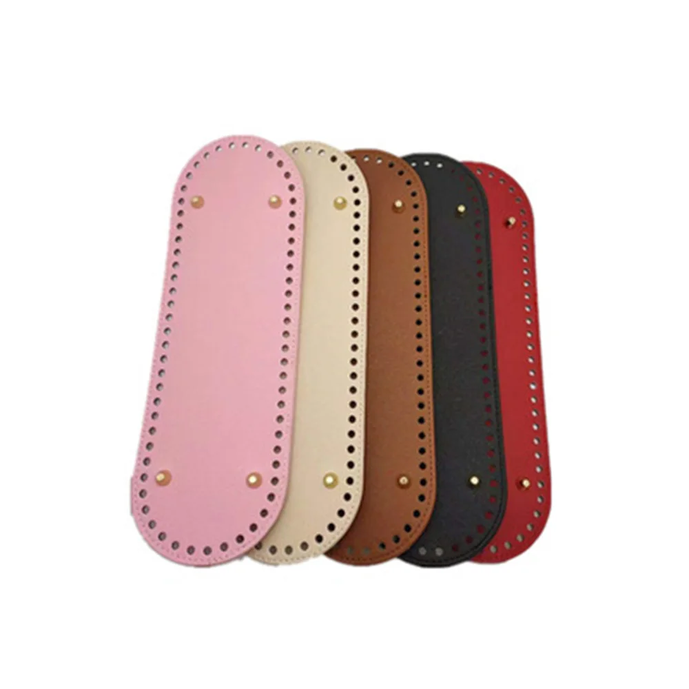 30*10cm Long Bottom For Knitted Bag Pu Leather Bag Base Handmade Bottom With Holes Diy Crochet Bag Bottom Accessories