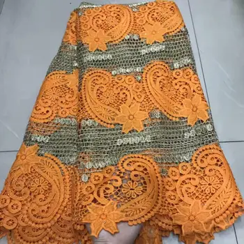 

Orange color African Lace Fabrics 2019 High Quality Lace Nigerian Tulle Lace Fabric Bride rhinestone French Net Lace Fabric
