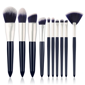 

10pcs Sapphire Blue Makeup Brush Set Foundation Loose Powder Concealer Blush Brush Lip Eyebrow Brush 2020