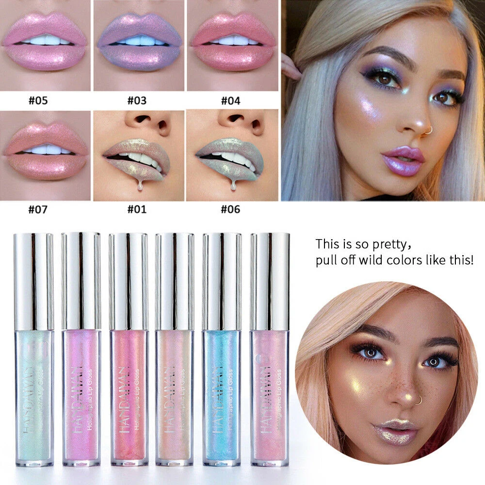 

6 Colors Shiny Waterproof Lip Gloss Glitter Mermaid Laser Long-Lasting Shimmer Liquid Lipstick Fashion Cosmetic Beauty Makeup