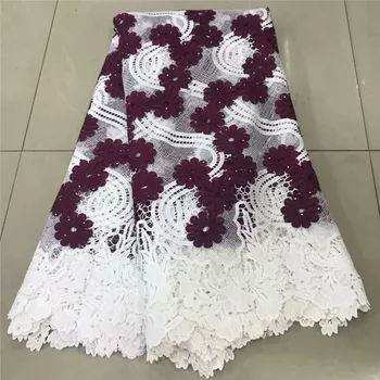 

New Arrival Embroidery Lace Nigerian African Guipure Cord Lace Fabric With Stones Tulle Lace Fabric For Wedding Dresses df82-263