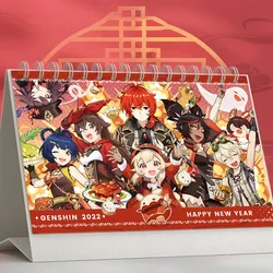 Genshin Impact – calendrier de bureau à l'effigie des personnages du dessin animé, planificateur quotidien, fournitures scolaires et de bureau, 2022 