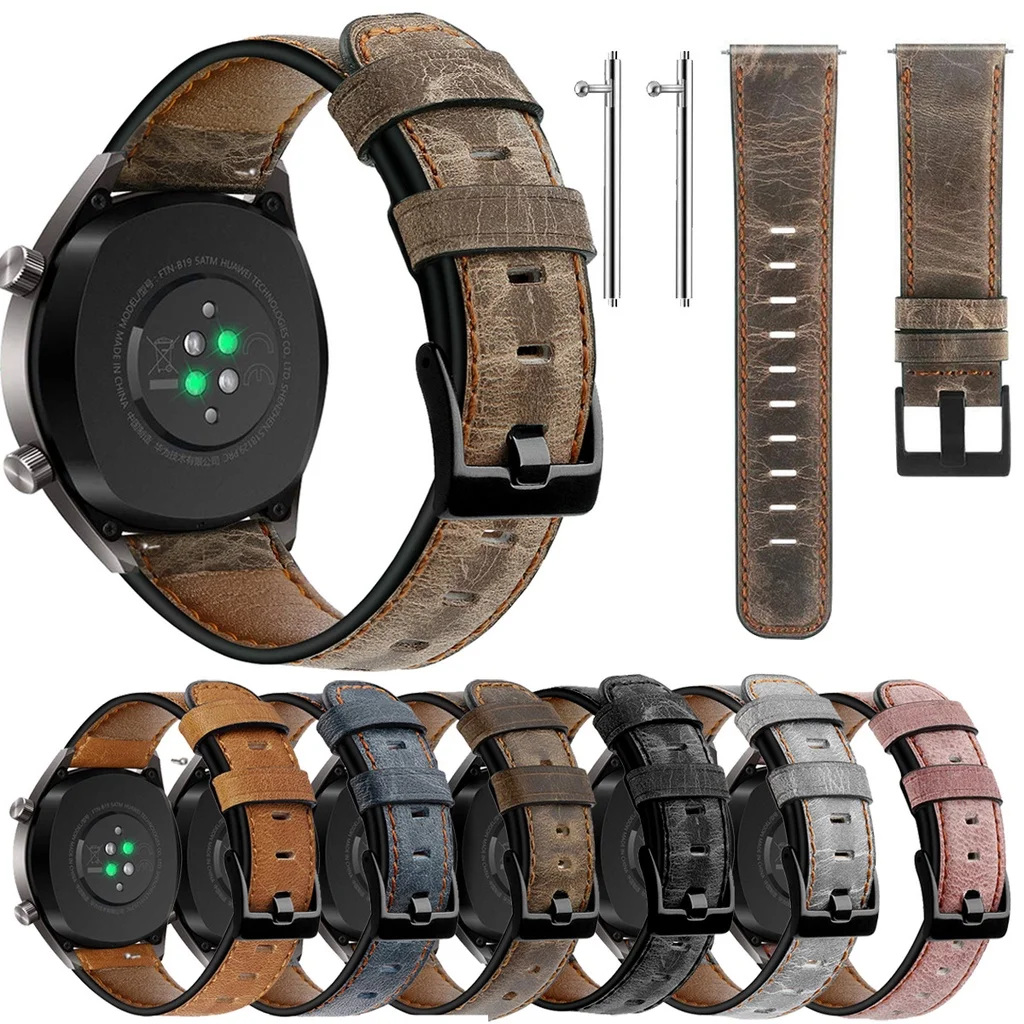 

High Quality Genuine Leather Quick Release Watch Strap 20mm 22mm Watchband For Samsung Huawei Amazfit Garmin