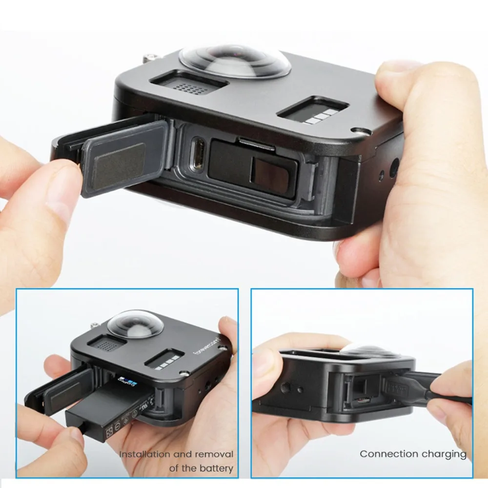 Suptig CNC алюминиевые аксессуары для Gopro Max Защитный чехол Корпус Оболочка Чехол Набор с регулируемой высотой крепление штатива