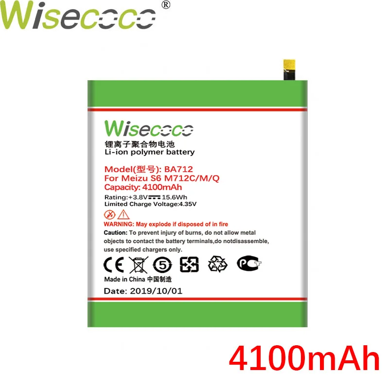 Wisecoco BA712 4100 мАч недавно произведенный Аккумулятор для MEI ZU Meilan M6S S6 M712Q/M/C M712H сменный аккумулятор телефона+ номер отслеживания