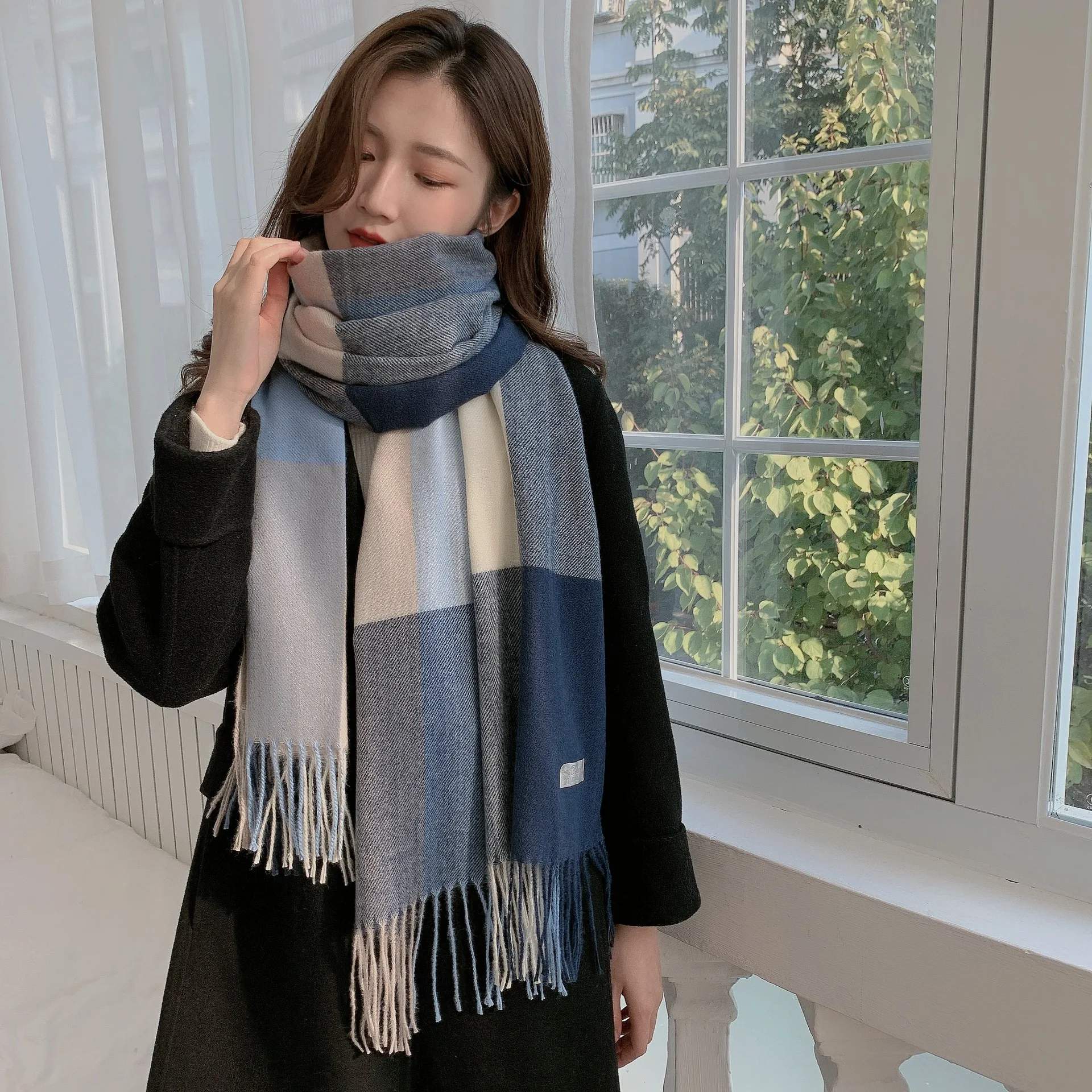 New Cashmere Like Scarf Women's Shawl Students' Thickened Plaid Scarf In Autumn and Winter 200*70cm Scarf Women 2021 Design New