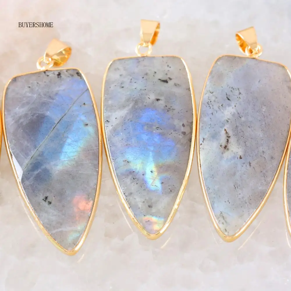 1Pcs Faceted Labradorite Natural Stone Moonstone Sunstone Divination Spiritual Meditation Jewelry Pendant Fit Necklace | Украшения и