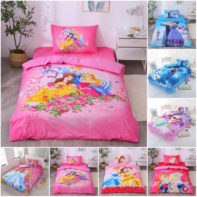 

Disney Cartoon 100% Cotton 5 Princess Romantic Date Bedding Set Duvet Cover Pillowcases for Baby Girls Chidren Bed Birthday Gift
