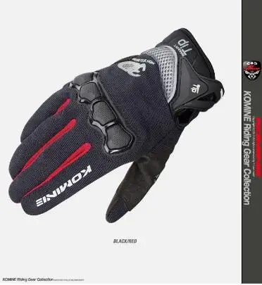 Новые продукты Komine GK-162 3D безопасности сетчатые перчатки сенсорный экран Мотоциклетные Перчатки TPR костяшки мотокросса перчатки 19 - Цвет: Красный