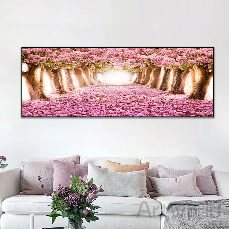 

Pink Cherry Blossoms Trees Flowers Canvas Paintings Nordic Landscape Art Posters and Prints Wall Pictures for Living Room Decor