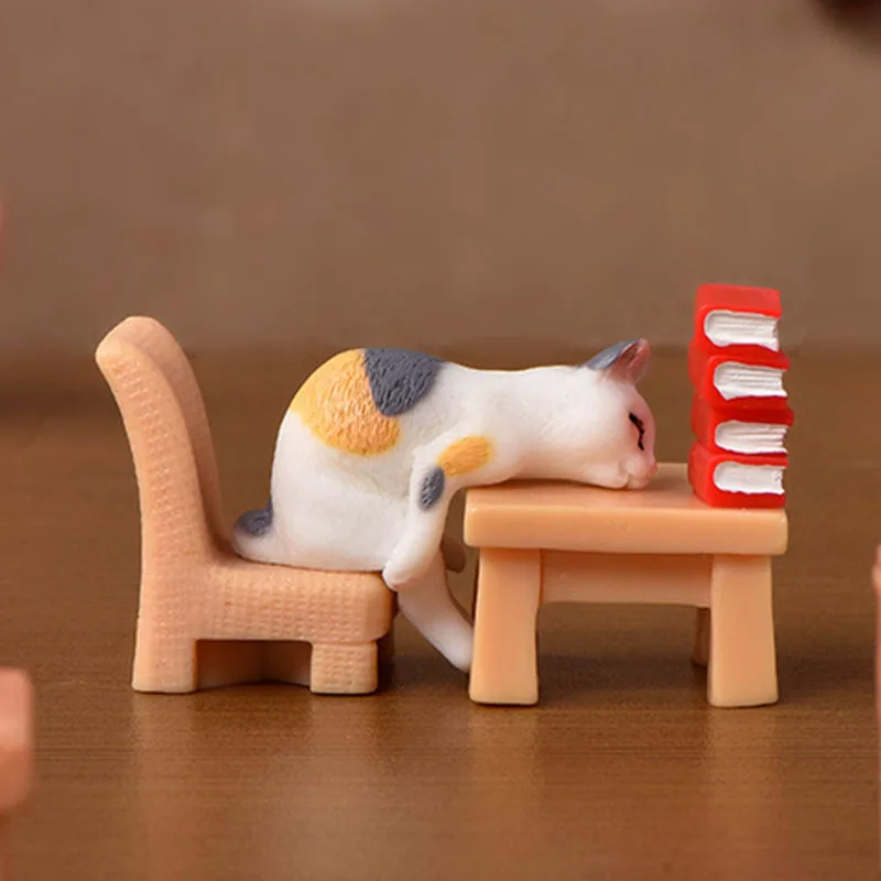 Cute Cat Stool Ornament For Kids Children Baby Garden kitten Ornament Gift Room Decoration Toy Miniature Figurines Home Decor cat toy ornaments