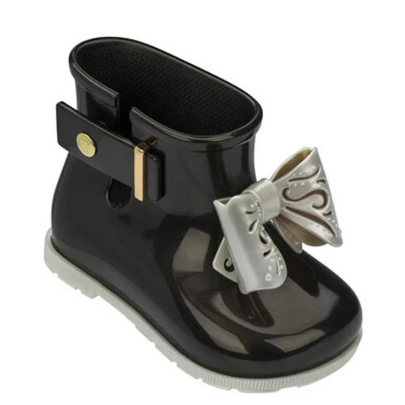 Mini Melissa/детские резиновые сапоги для девочек; сандалии с бантом-бабочкой; Водонепроницаемая Обувь для мальчиков и девочек; нескользящие сандалии для девочек; ботинки для маленьких девочек