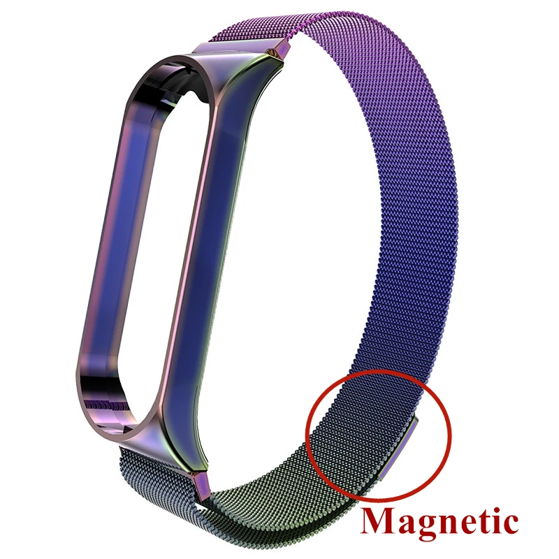Для mi Band 3 4 магнитный ремешок на запястье металлический Безвинтовой браслет из нержавеющей стали mi band 4 3 браслет ремешок для Xiaomi mi Band 4 3 браслет - Цвет: Colorful