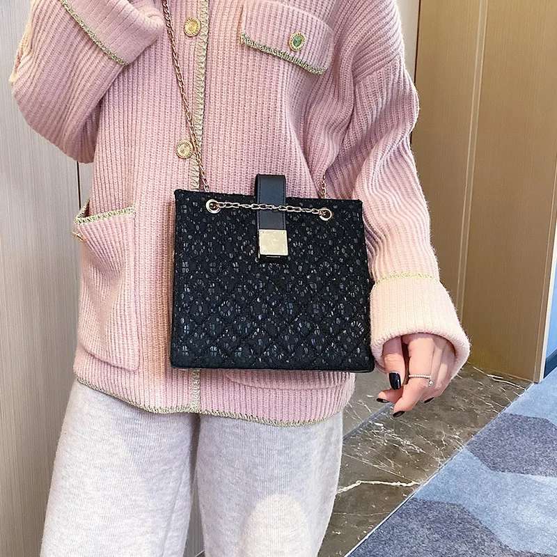 

Bag Women's 2019 Winter New Style PU Handbag Korean-style Rhombus Chain Bag Versitile Fashion Shoulder Bag