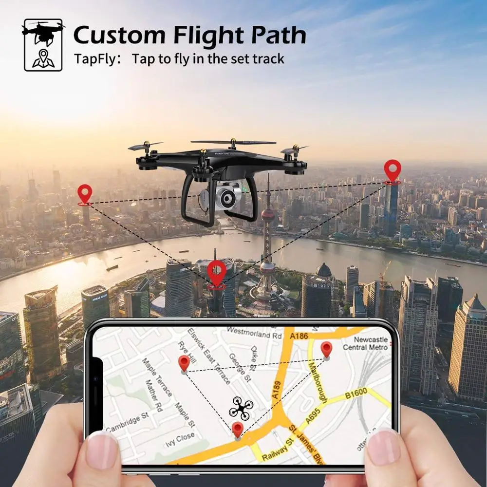 JJRC gps Дрон RC FPV Дроны с HD камерой для взрослых начинающих 980ft длинные дистанции управления H68G автоматическое возвращение домой, следуйте за мной