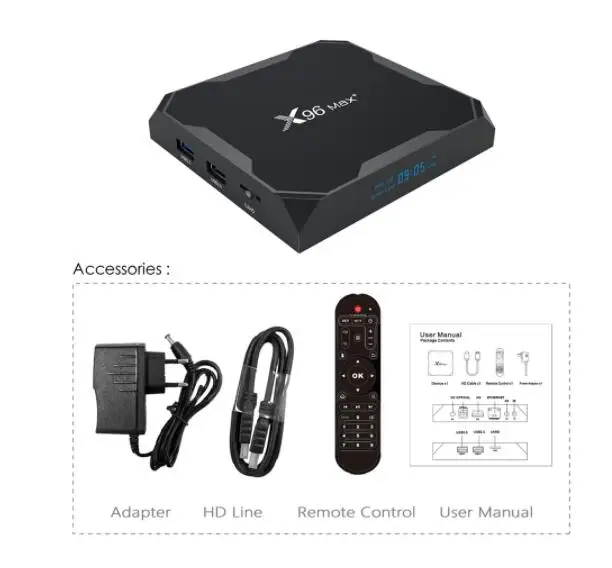 X96 max plus S905X3 Smart tv Box Android9.0 четырехъядерный процессор Amlogic 4G 32G/64G 2,4G& 5,0G WIIF BT4.0 1000M 8K Netflix google box