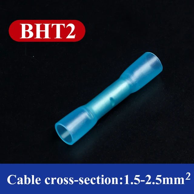 20/50/100/200/220PCS Solder Seal Wire Connectors splice Waterproof Heat Shrink Solder Butt Connectors Electrical Wire Terminals BHT2 blue