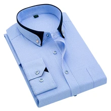 Новая Модная хлопковая рубашка с длинными рукавами клетчатый костюм по фигуре Мужская Повседневная модная уличная деловая рубашка