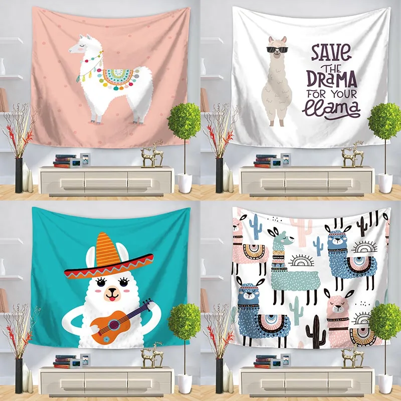 Animal alpaca Printed Wall tapestry Background cloth wall carpet hanging Home Decor Beach mat 75*90cm GT-0017 | Дом и сад
