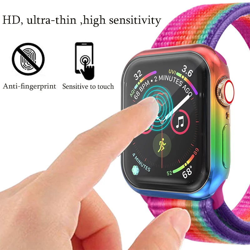 Защитная крышка чехол для apple watch series 5/4/3/2/1 мягкий градиентная расцветка, термополиуретановая защита экрана 40 мм 44 мм, 42 мм, 38 мм, версия для наручных часов iwatch