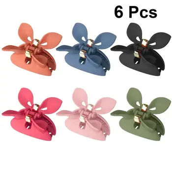 

6pcs Cartoon Rabbit Ear Pattern Stylish Bow Knot Barrettes Headdress Accessories Hair Clips For Girls Shower