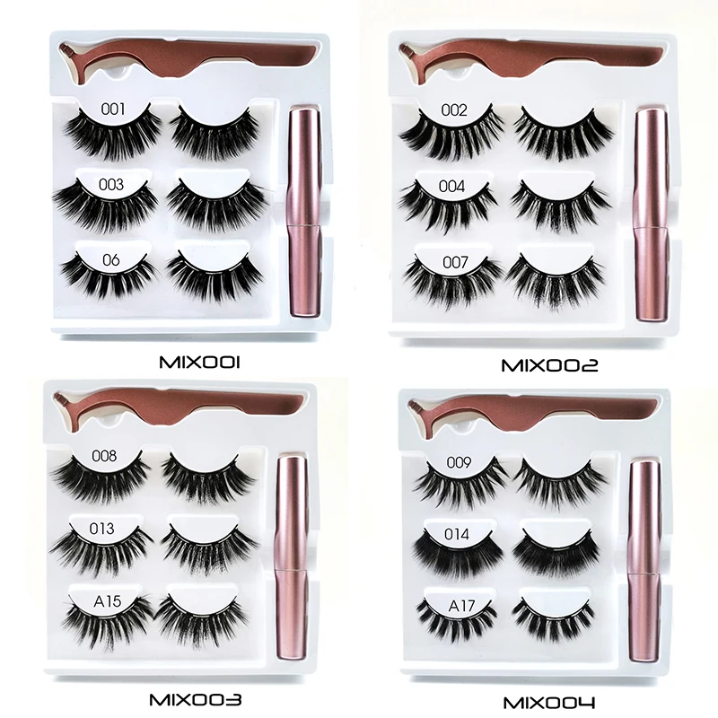 3 Pair New Top Fashion 3D Magnetic False Eyelashes Reusable False Eye Lashes Magnet Eyelashes Eye Makeup Extension Tools