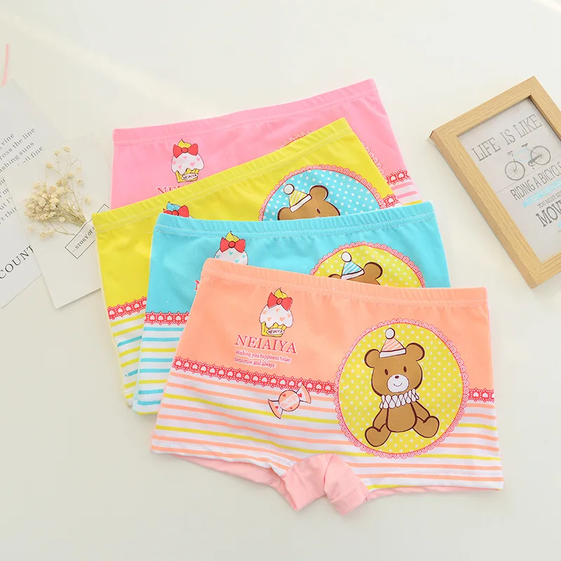 1PC Random color 1 предмет; Новинка; детские трусики с рисунками из мультфильмов детские трусы бамбуковое волокно, мягкие, маленькими леопардами торт для девочек детские трусы с рисунком для девочек, Трусы-шорты - Цвет: 1PC Random color