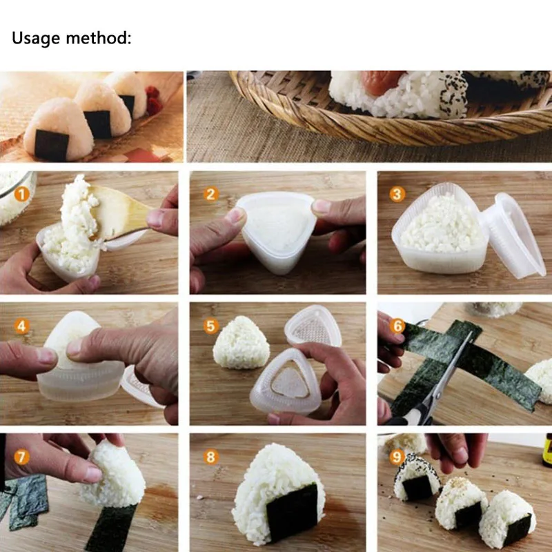 2 шт. формочка для суши пластик Onigiri Bento пресс-форма DIY Инструменты для приготовления пищи треугольная форма аппарат для лепки рисовых шариков утилита кухонные принадлежности
