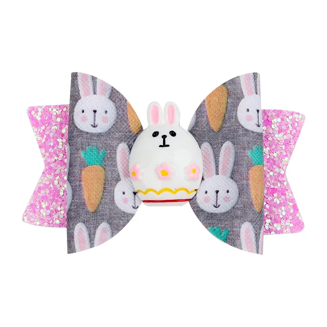 ncmama Easter Day Hair Clips For Girls Kids Glitter Stack Radish Hairclip Rabbit Hair Bows Hairpins Hair Accessories 2