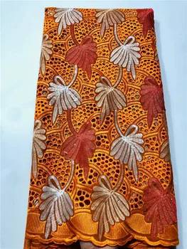 

Latest orange Swiss Voile Lace Cotton Lace Trim high Quality Nigerian Wedding Lace Fabric For Woman African Lace FYIN318