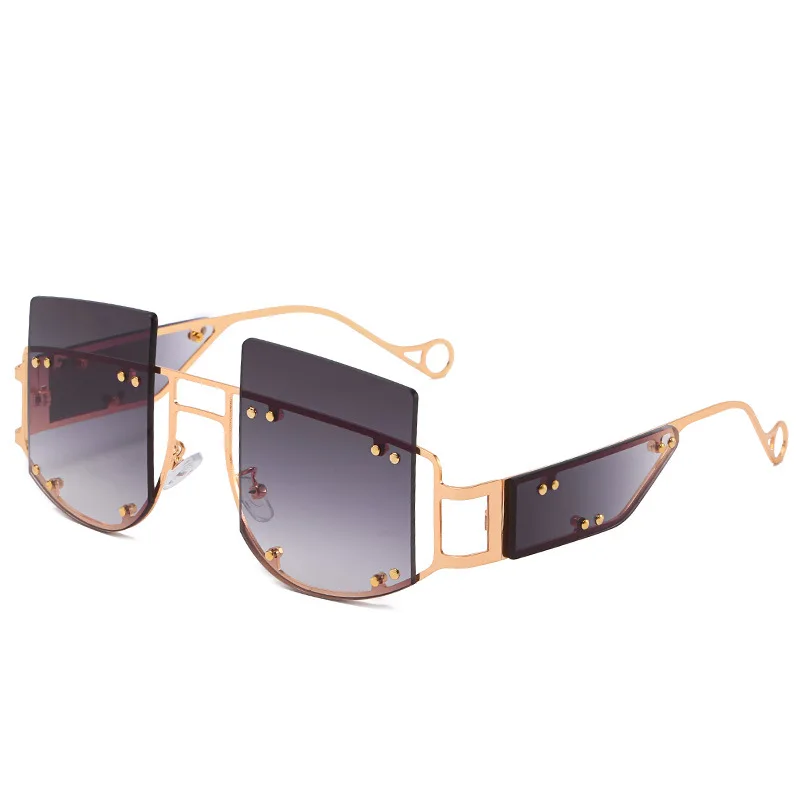 

Classic Large Alloy Rivet Men's And Women's Square Frame Sun Glasses Female Fashionable Unique Glasses Popular UV400 Sunglasses
