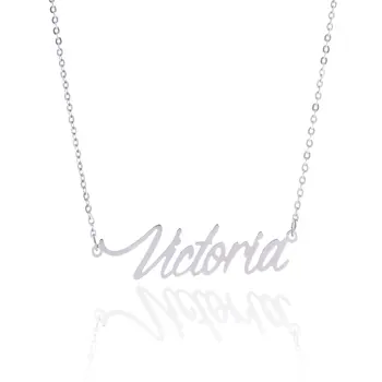

Silver Color English Name Necklase Customized Nameplate Birthday Stainless Steel Engraving Gift Personalized Wedding Jewelry