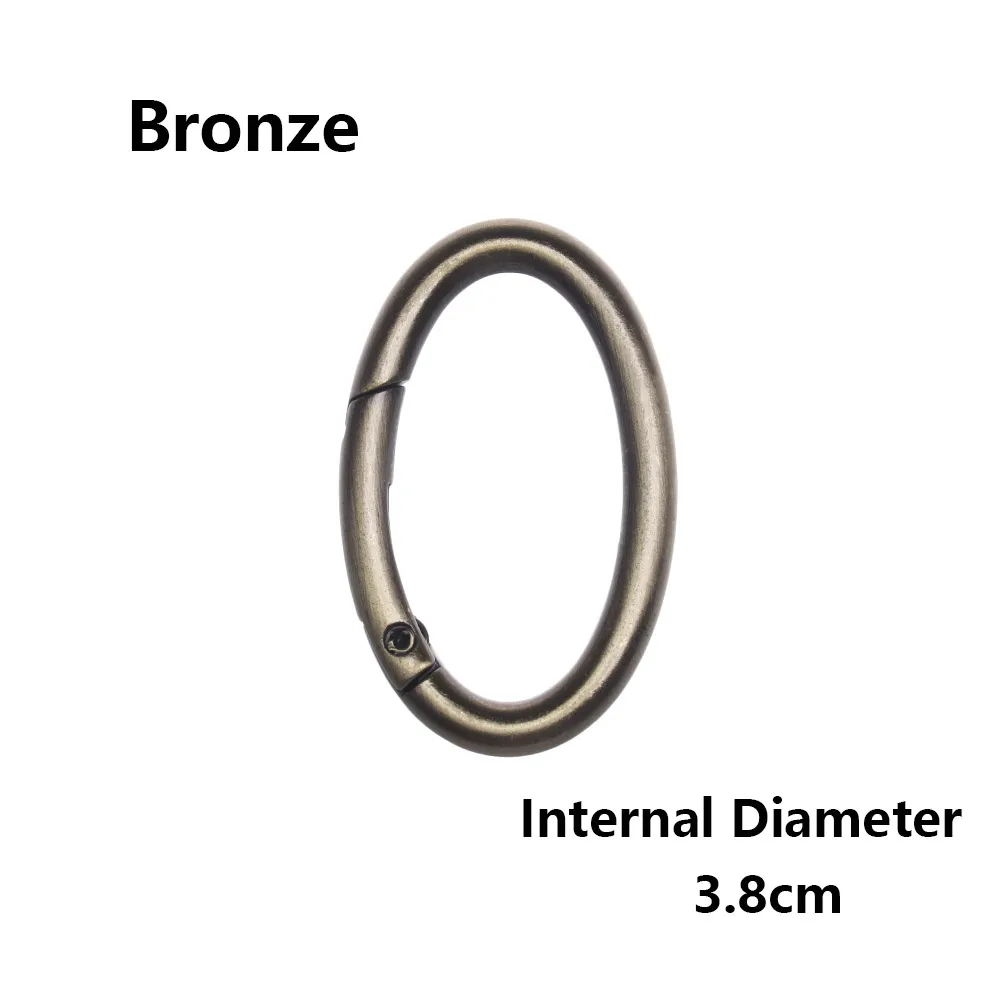2pcs 3.8cm bronze Новинка, 2 шт., оцинкованный сплав, ворот, весна, овальное кольцо, пряжки-зажимы, кошельки, сумки, Овальные, пусковые крючки, уличный карабин - Цвет: 2pcs 3.8cm bronze