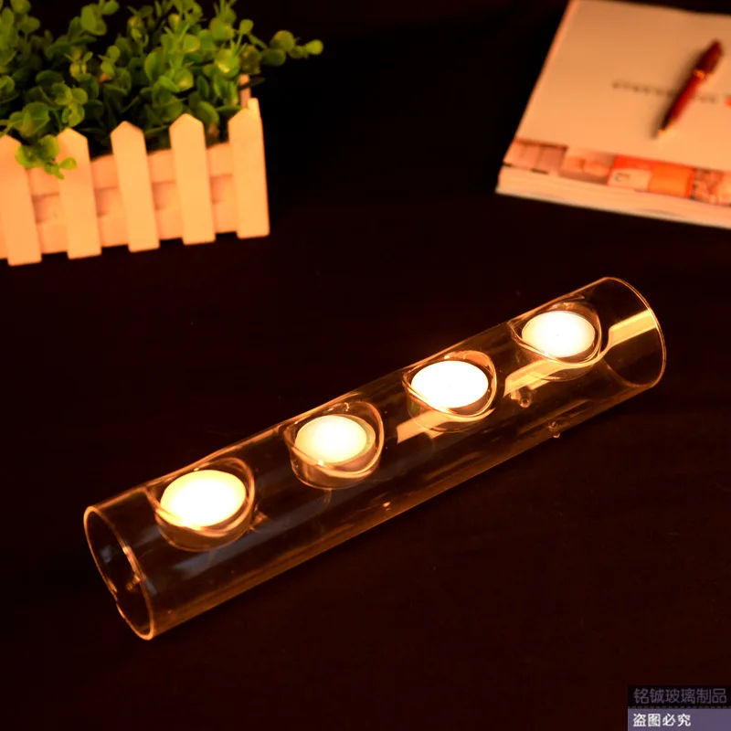 Candlelight Dinner Romance Two Holes Glass Candle Holder Home Decoration Wedding Event Decorative Props Friend Gift