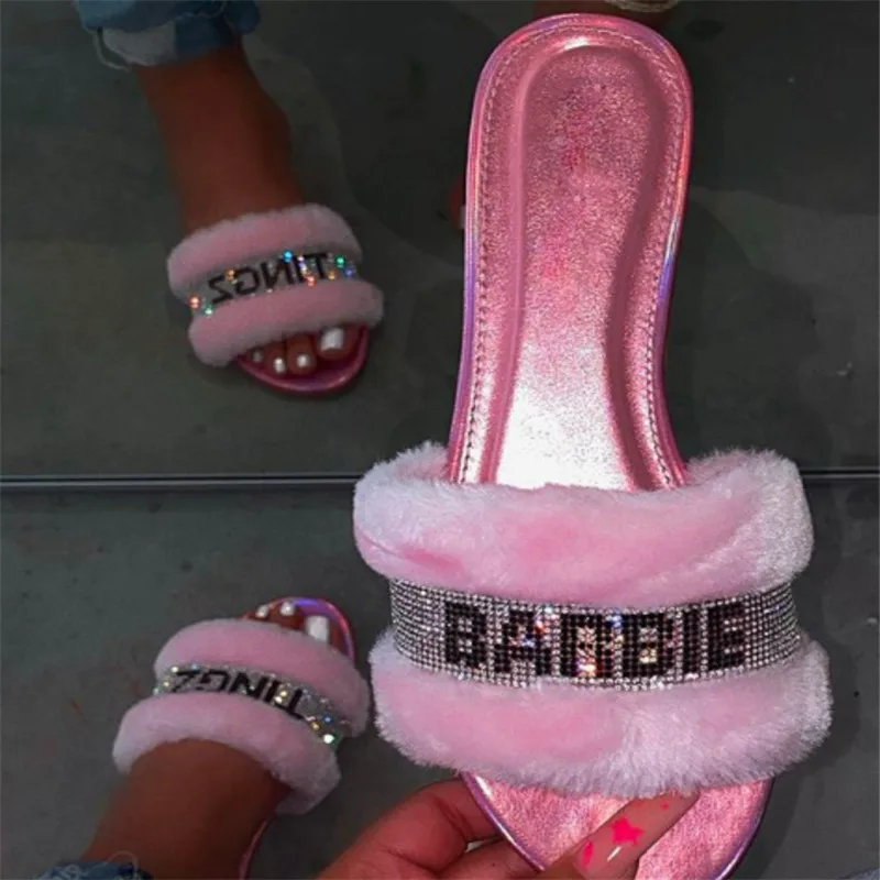 Женские шлепанцы Zapatos De Mujer модные розовые пляжные со стразами обувь на плоской