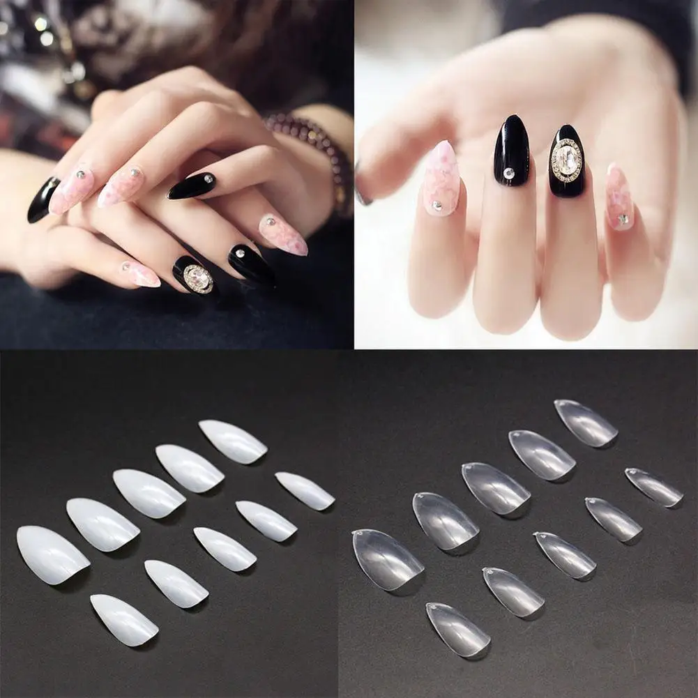 Practical 500 Pcs Almond Oval Pointy Acrylic Full False Nail Tips Art DIY Extension Tools Fake Nails | Красота и здоровье