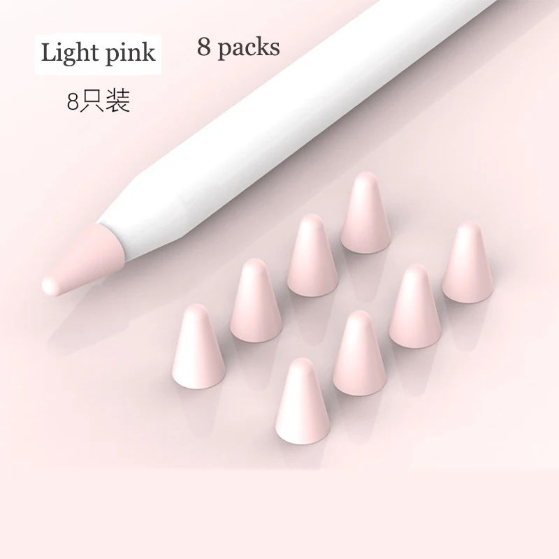 8 шт силиконовый сменный наконечник, чехол, защитный чехол для Apple Pencil, 1-й 2-й сенсорный стилус, чехол, черный, красный - Цвета: Lighe pink