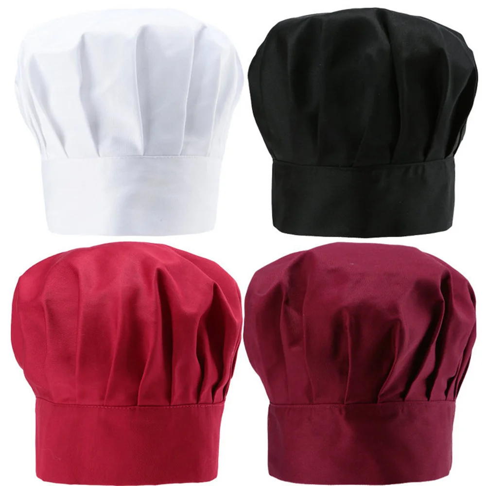 1PC Chef Hat Baker Kitchen Cook Restaurants Catering Elastic Cap Men Women Black Red  Plain Cooker Hat