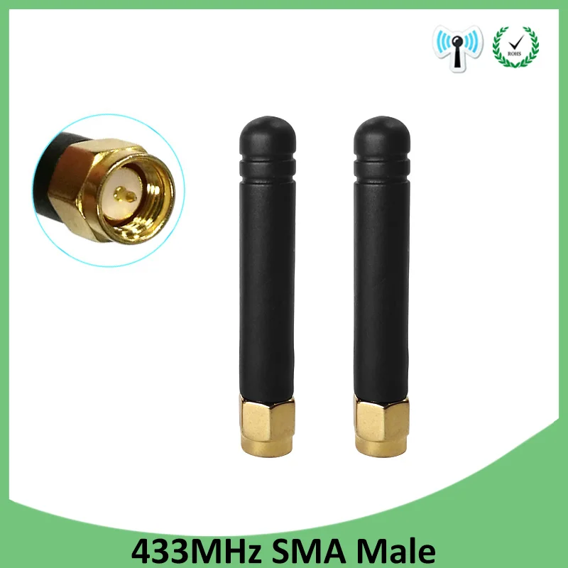 

2pcs 433MHz Antenna 3dbi SMA Male Connector Plug 433 MHz Directional Antena Small Size Waterproof Antenne for Lorawan watermeter