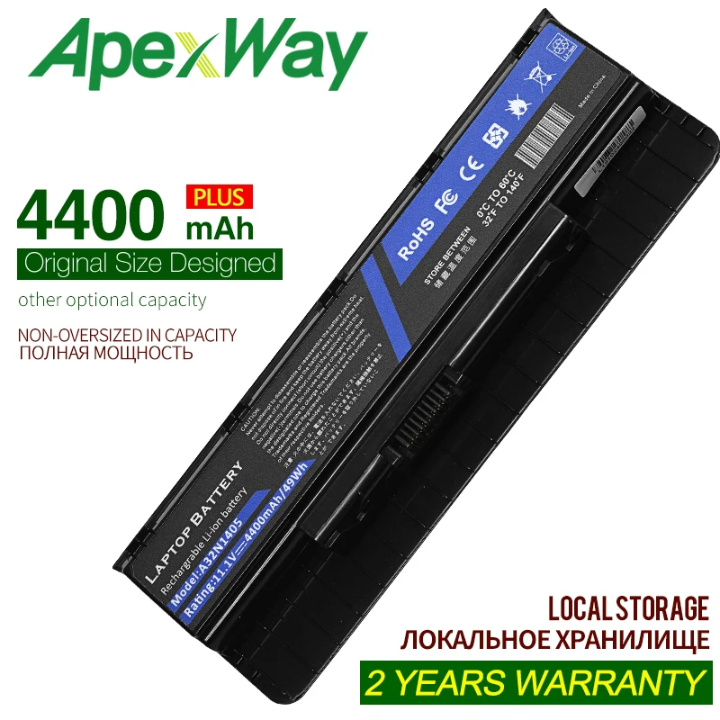 ApexWay11.1V Батарея для Asus A32N1405 G551 G551J G551JK G551JM A32NI405 G771 G58JM A32LI9H G771J G771JK G771JM G771JW A32N14O5