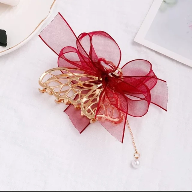 Bilandi 2021 New Metal Hair Claw Clips With Chain Tassel Glass Beads Butterfly Bow Dangle Hair Clips  For Women Hair Accessories hairpin-No 28