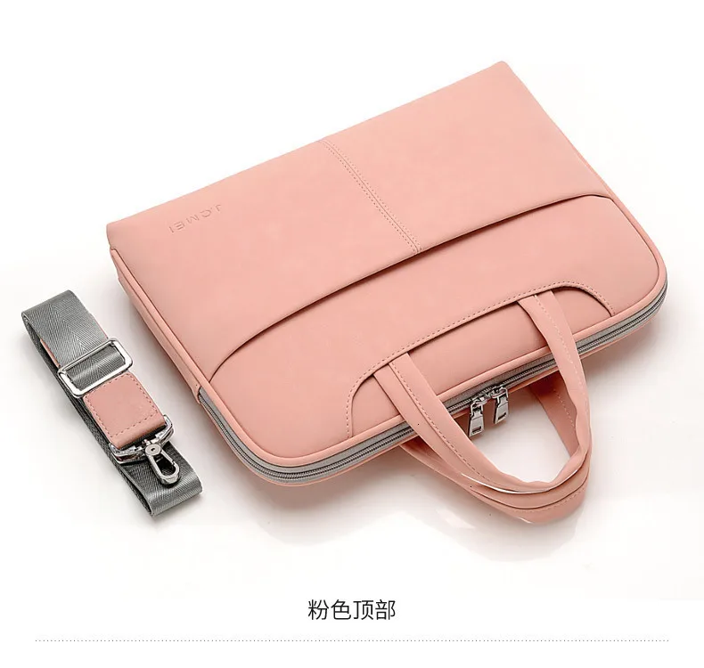 Leather Briefcases Men Computer Bag 13.3 14.1 15.4 15.6 Inch For Macbook Air Pro Shock Resistant Handbag Women