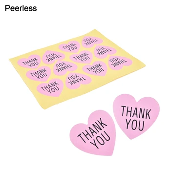 

Peerless Pink Heart-shaped Thank You Sealed Labels Stickers 12pcs/sheet