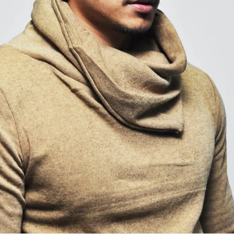 Мужской однотонный свитер с воротником под горло Повседневный пуловер