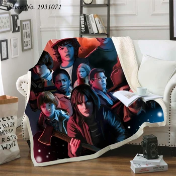 

Stranger Things 3D Printed Fleece Blanket for Beds Thick Quilt Fashion Bedspread Sherpa Throw Blanket Adults Kids 10