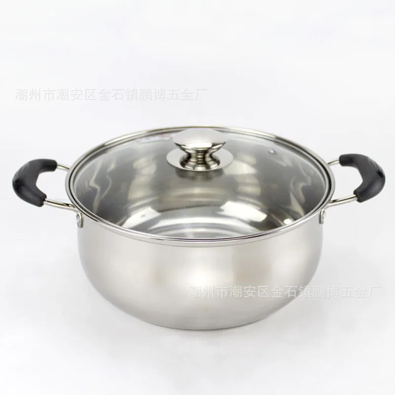Немагнитный горшок из нержавеющей стали hu xing guo с двумя ручками и двойным дном, бытовая кухонная посуда, многоцелевой горшок для супа l - Цвет: 20 Cm