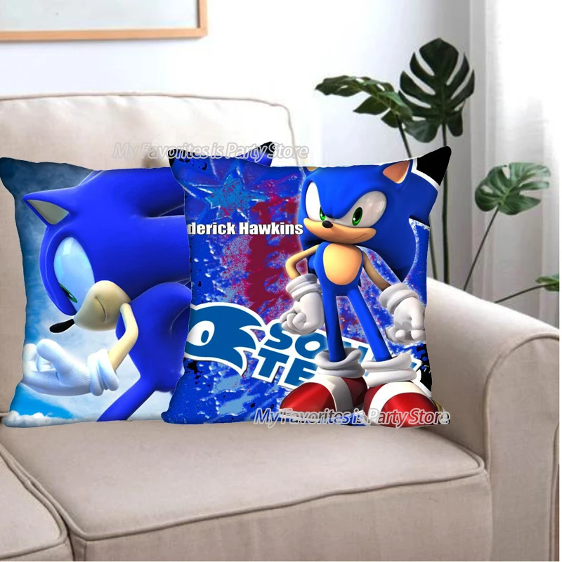 Sonics-funda de almohada de erizo Sonic, 45x45, decoración para el hogar, coche, sala de estar, dormitorio, funda de cojín, cubierta para regalo