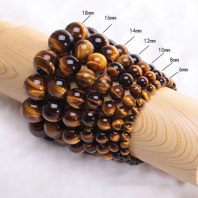 Fashion Tiger Eye Bracelets Men 5A 20mm Nature Beads Bracelets for Women Natural Stone Braslet For Man Handmade Jewelry Pulseras - Image 2