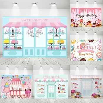

Sweet Shoppe Candy House Theme Background Photography Backdrop Baby Shower Birthday Party Decorations Photo Background Prop